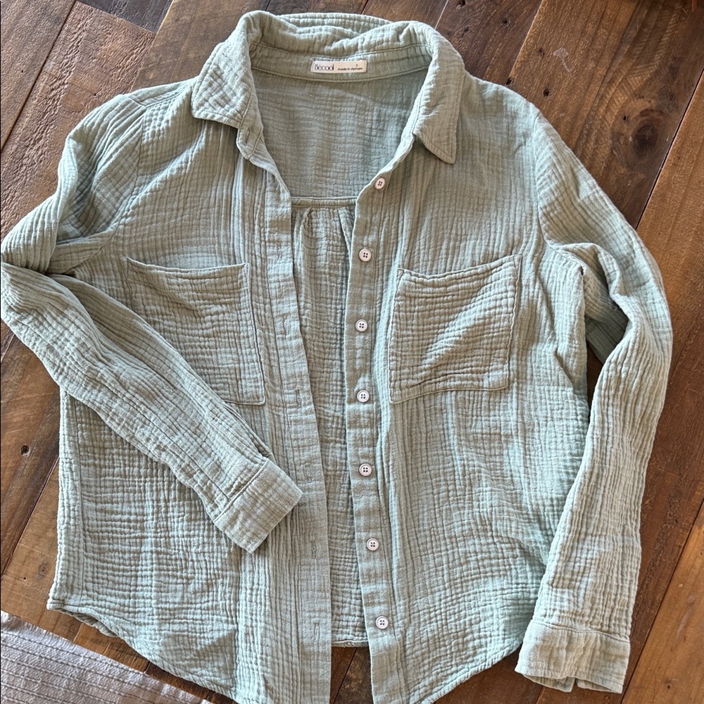 Women's Green Button Down Shirt